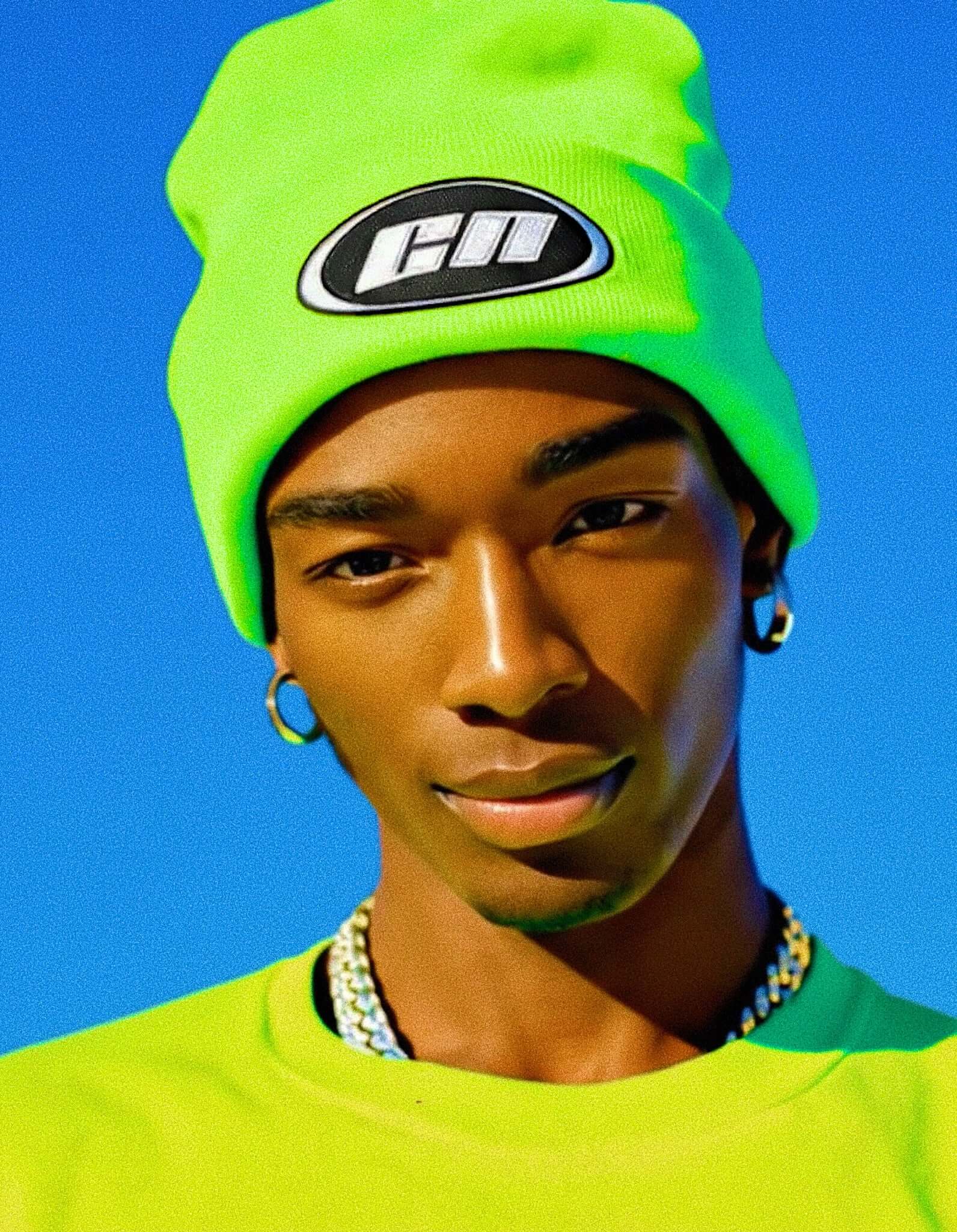Berretto con risvolto – Cappello invernale morbido lavorato a maglia, verde neon