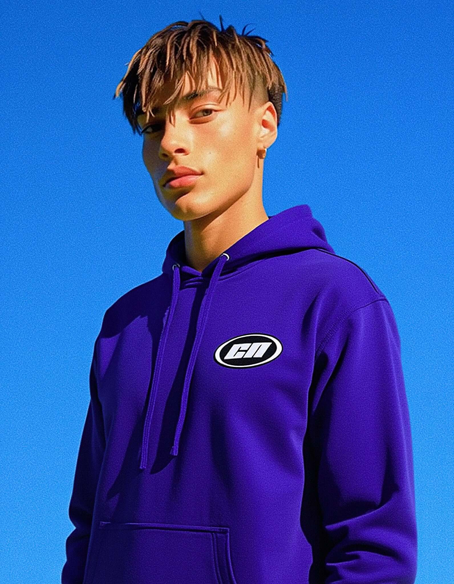 Felpa con cappuccio pullover – Pile morbido e leggero, viola intenso