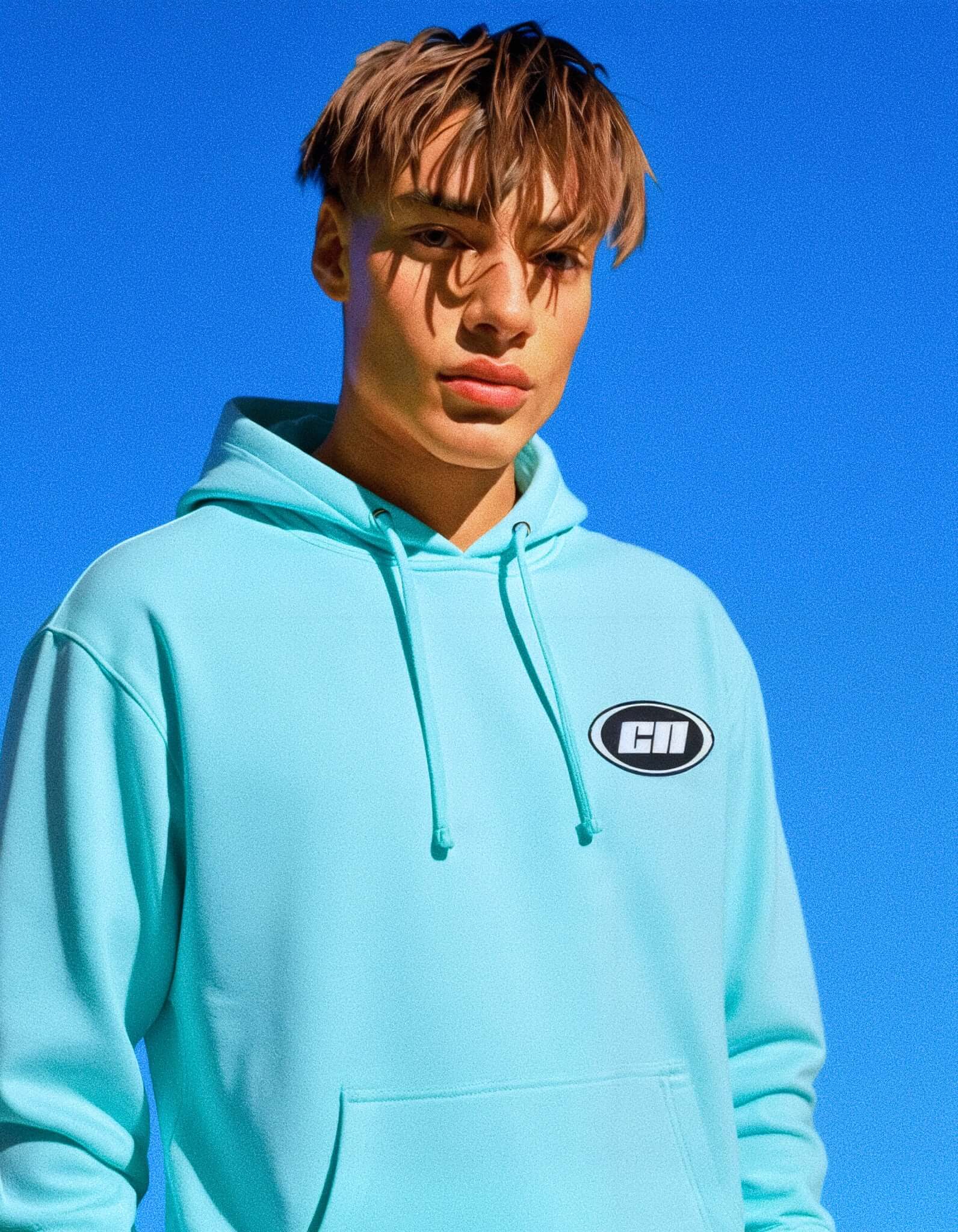 Felpa con cappuccio pullover – Pile morbido e leggero, turchese
