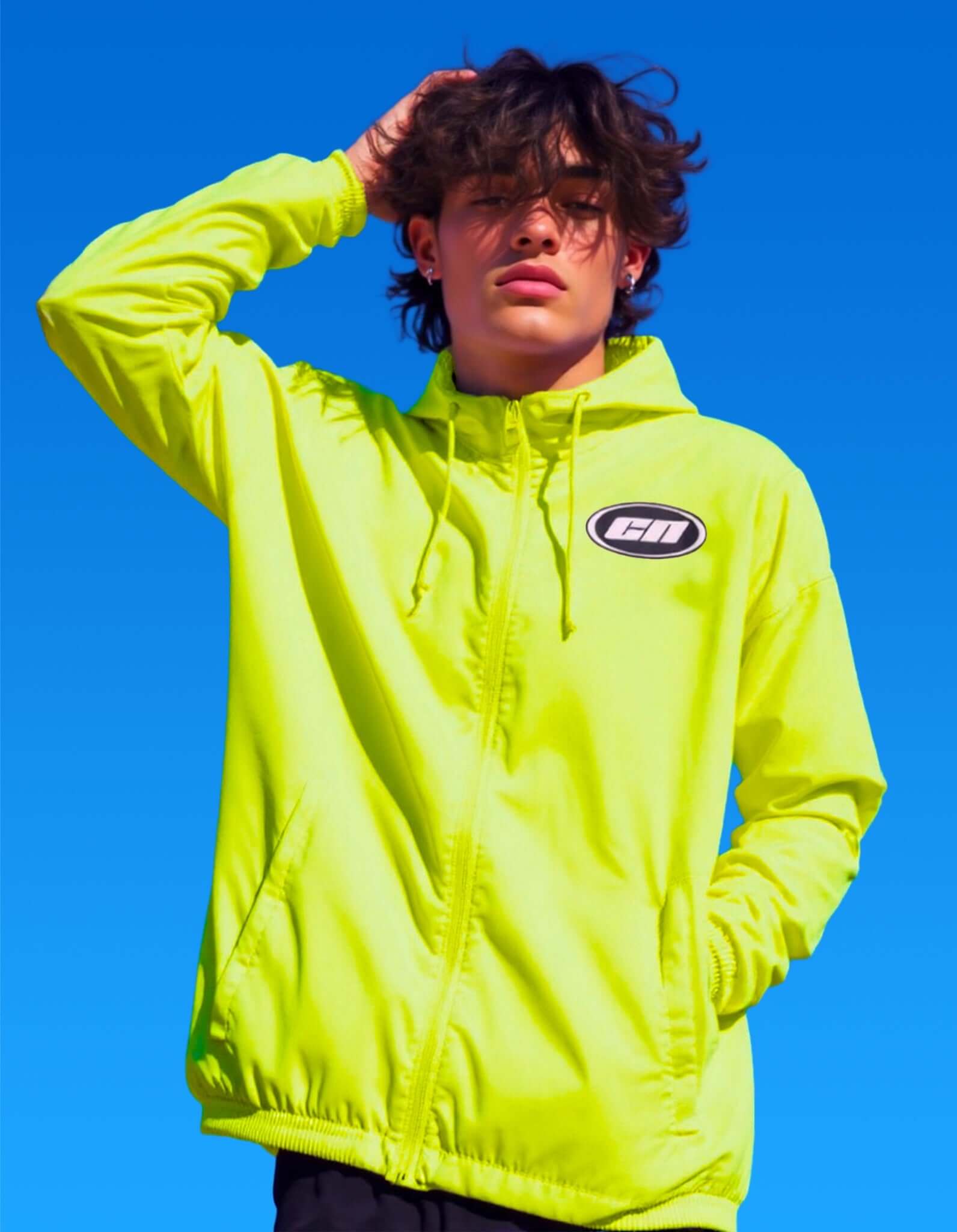 Giacca a vento leggera – Giacca con cappuccio traspirante, lime neon