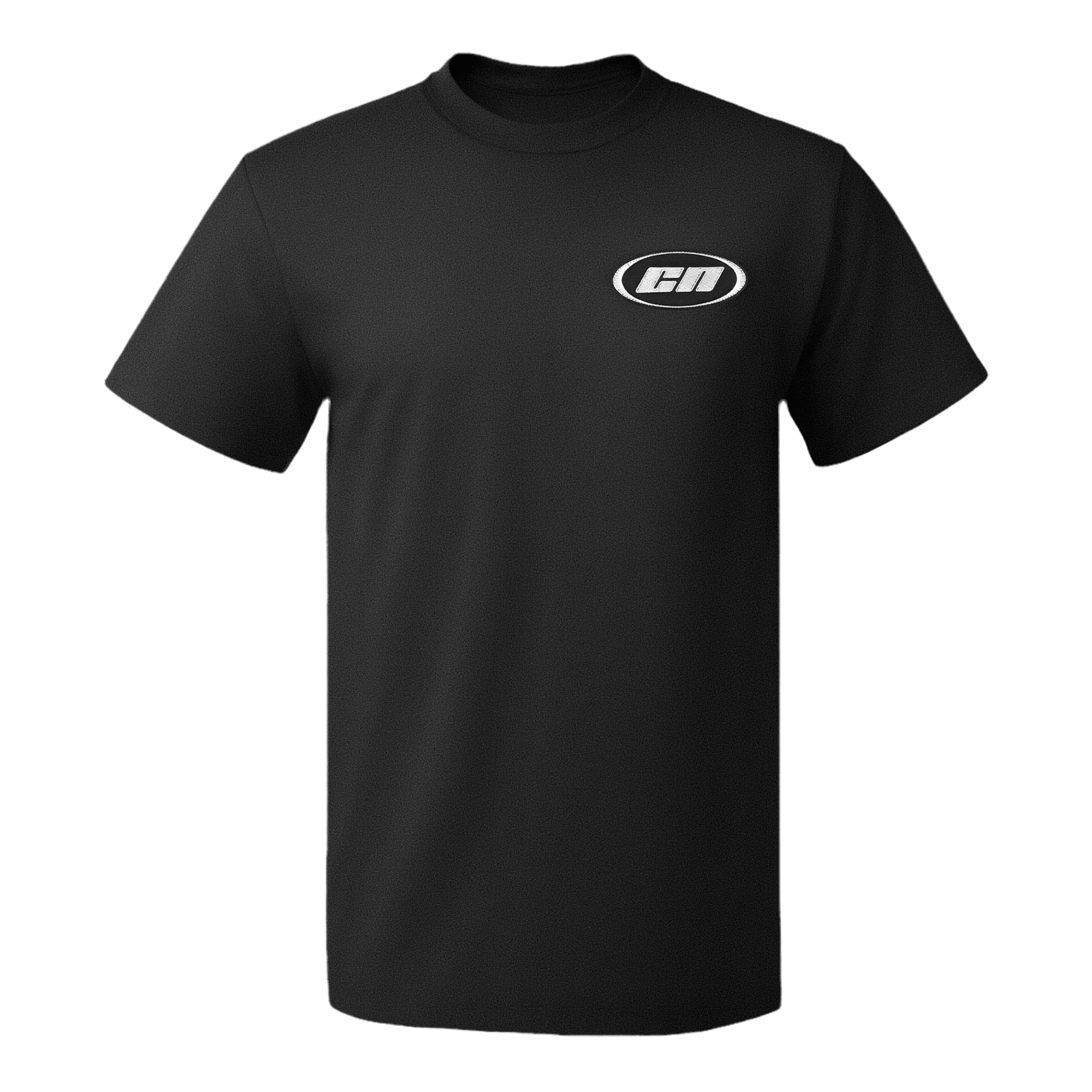 Crewneck cotton t-shirt in black with embroidered Club Neo logo, classic fit for unisex streetwear.