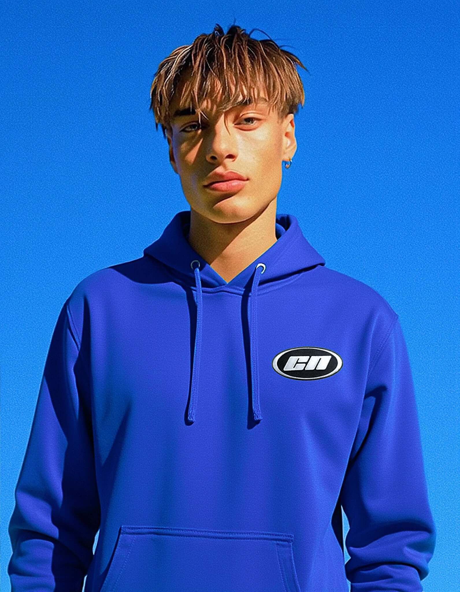Felpa con cappuccio pullover – Pile morbido e leggero, blu reale