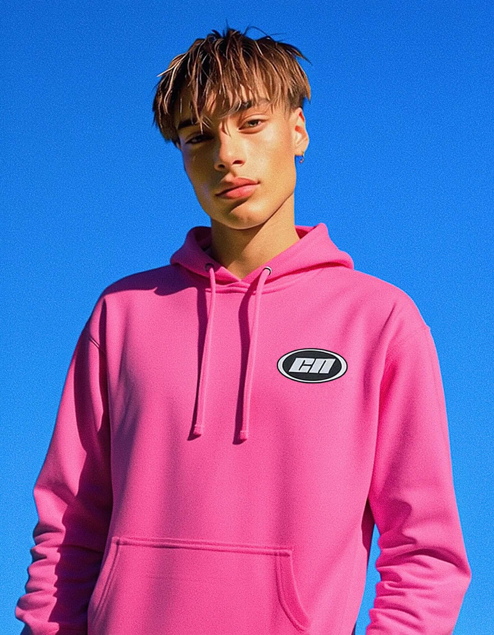 Felpa con cappuccio pullover – Pile morbido e leggero, rosa neon