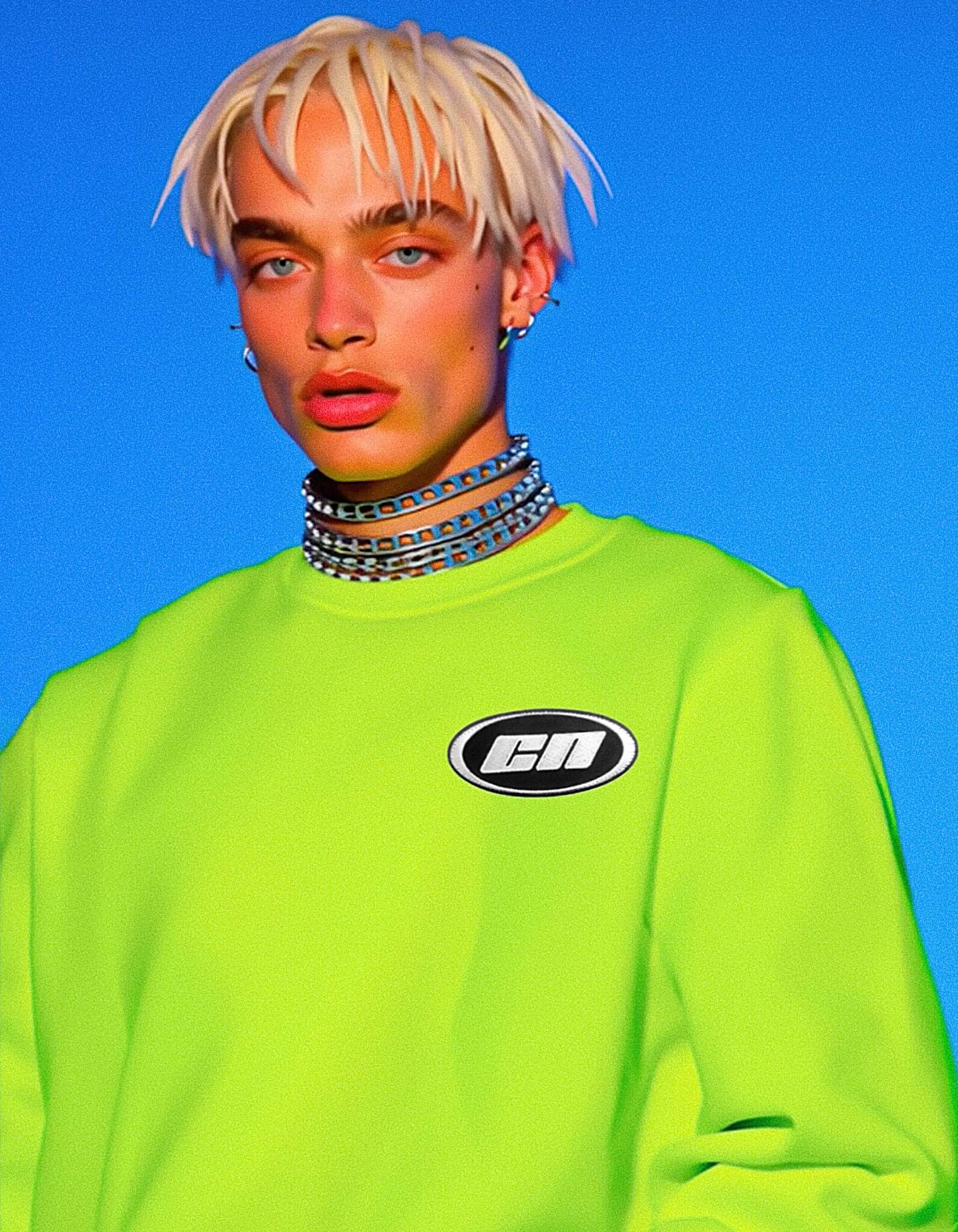 Maglione girocollo – Pile leggero, verde neon