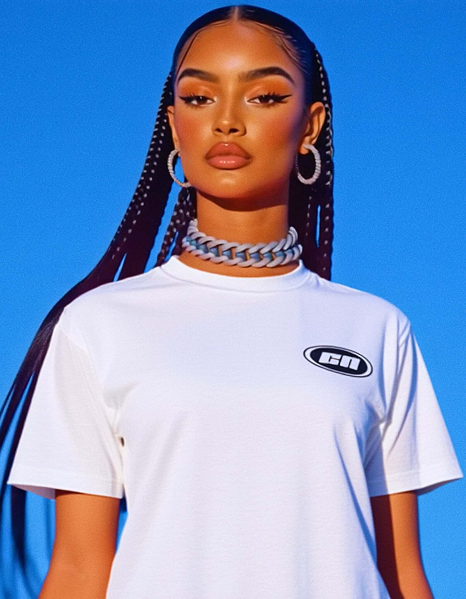 クルーネックコットンTシャツ - クラシックフィット、ホワイト