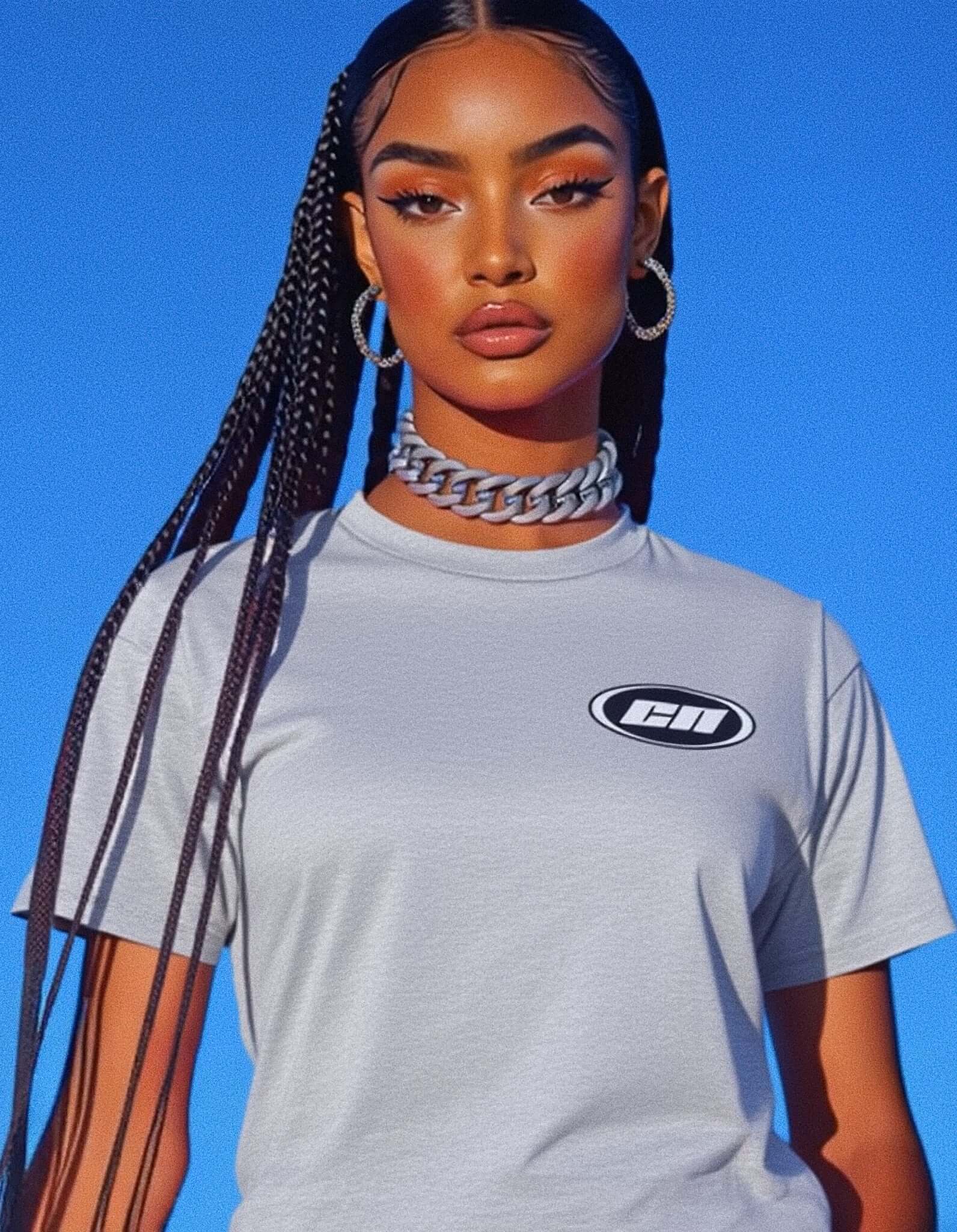 クルーネックコットンTシャツ - クラシックフィット、マールグレー