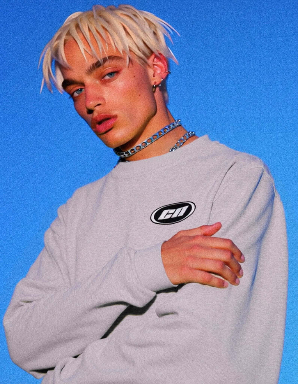 Maglione girocollo – Pile leggero, grigio mélange