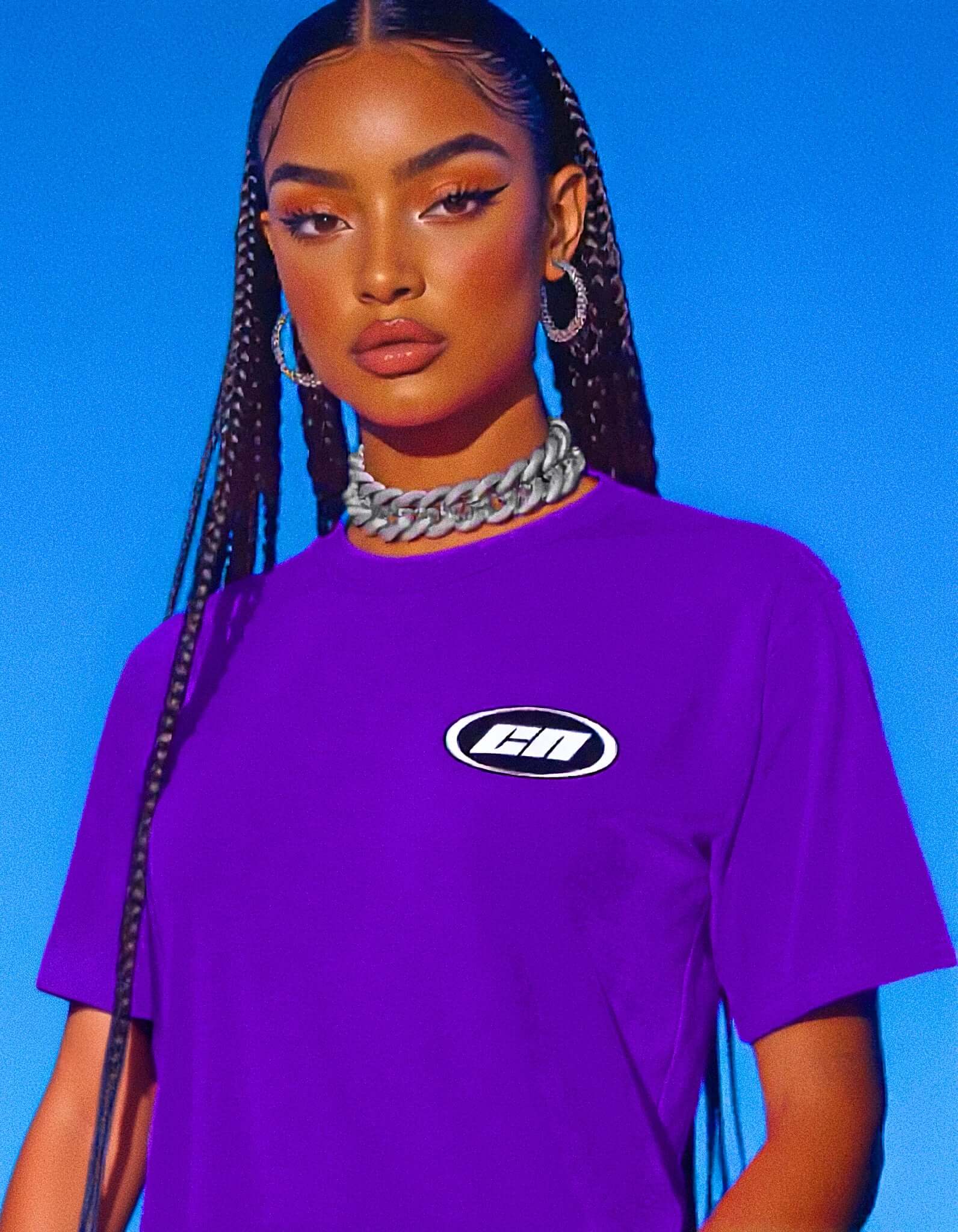 クルーネックコットンTシャツ - クラシックフィット、ディープバイオレット