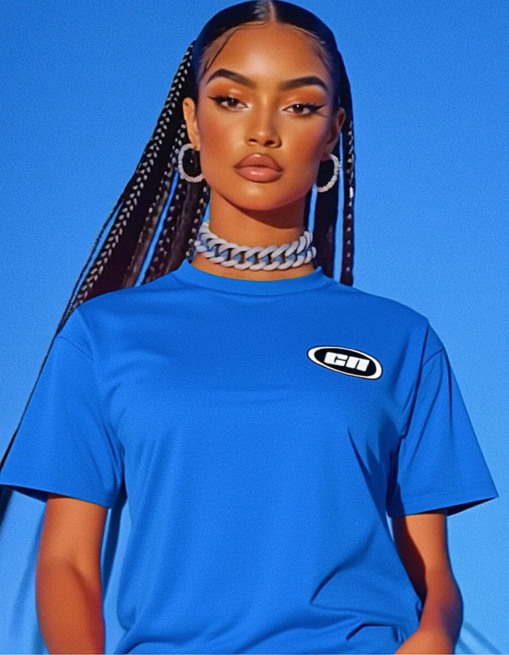 T-shirt girocollo in cotone – vestibilità classica, blu reale