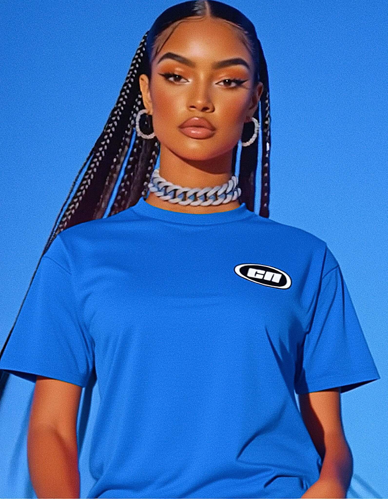 クルーネックコットンTシャツ - クラシックフィット、ロイヤルブルー