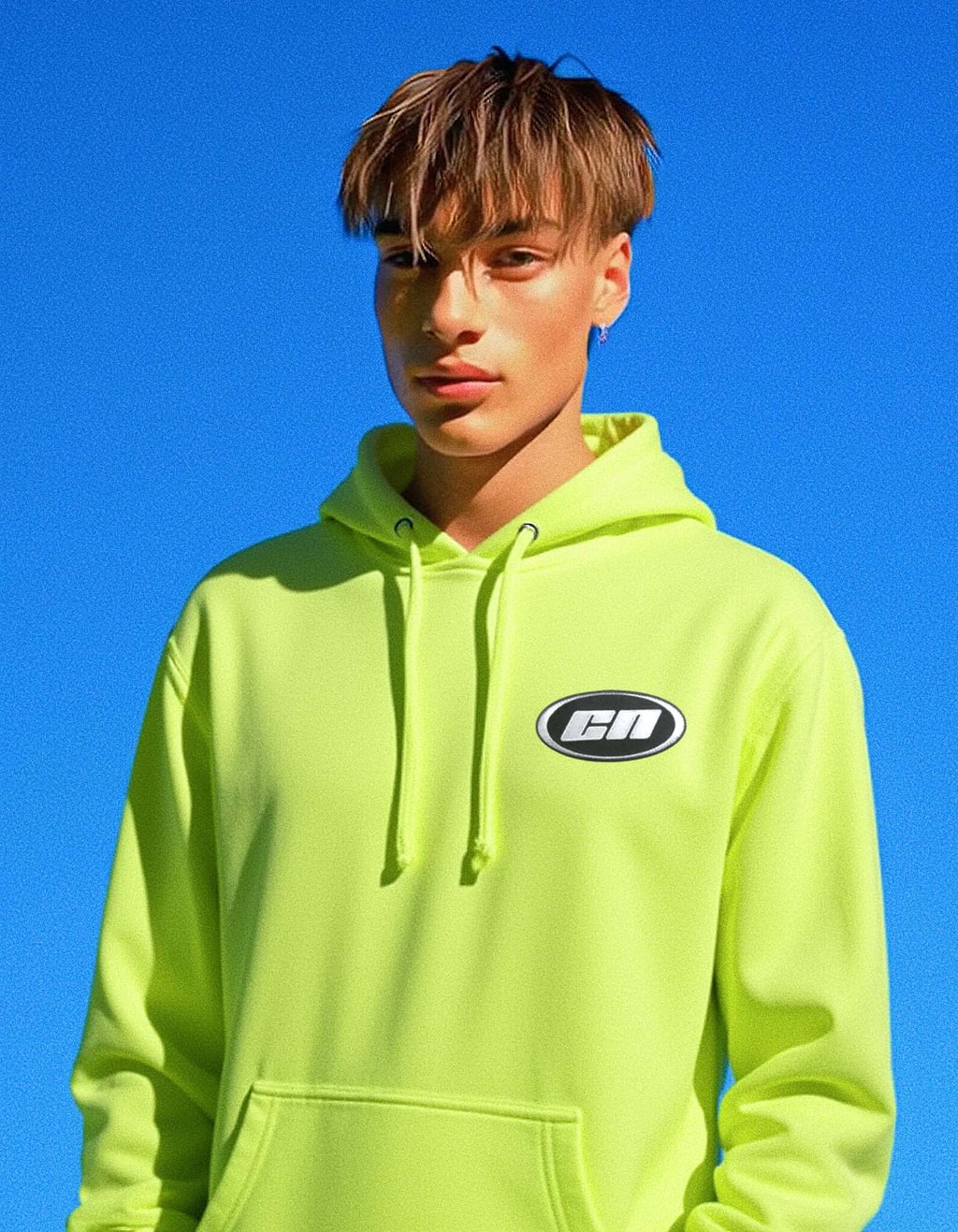 Felpa con cappuccio pullover – Pile morbido e leggero, lime neon