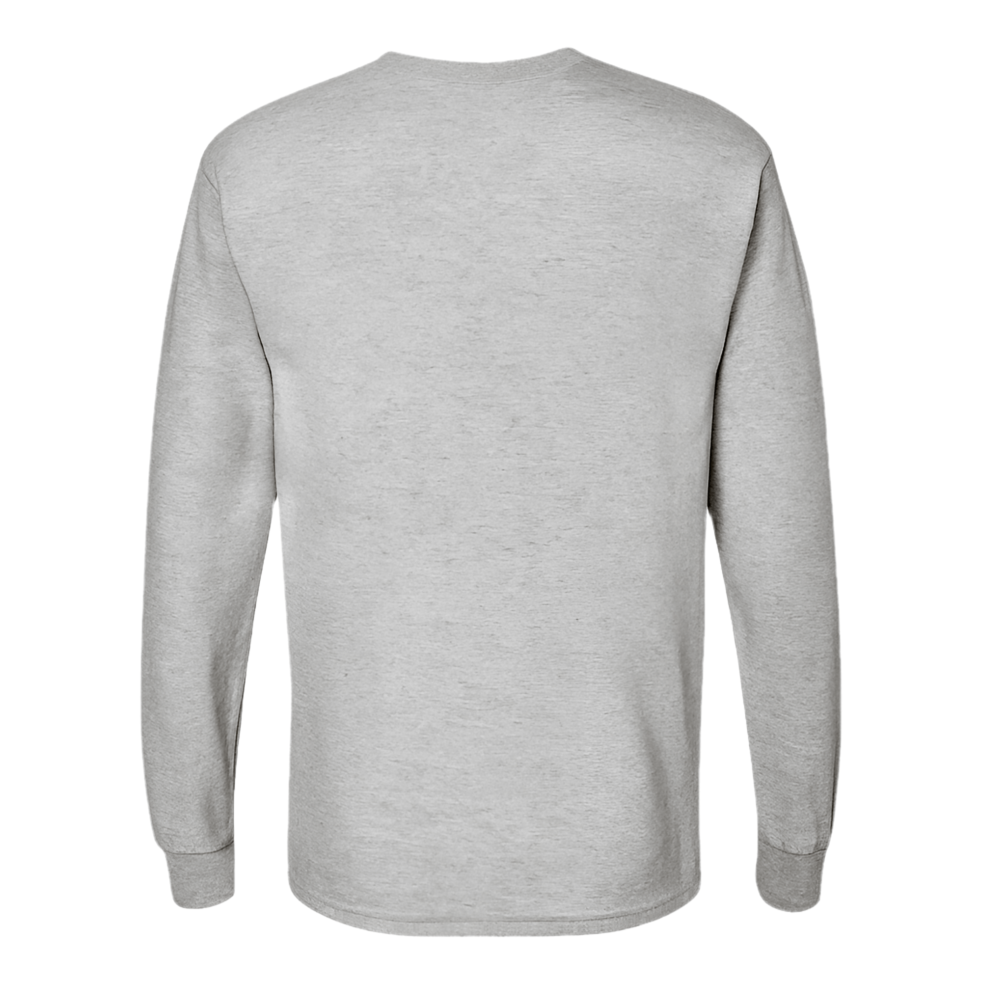 Back view of Long Sleeve Cotton T-Shirt in Marl Grey, featuring a semi-relaxed fit and cuffed sleeves.