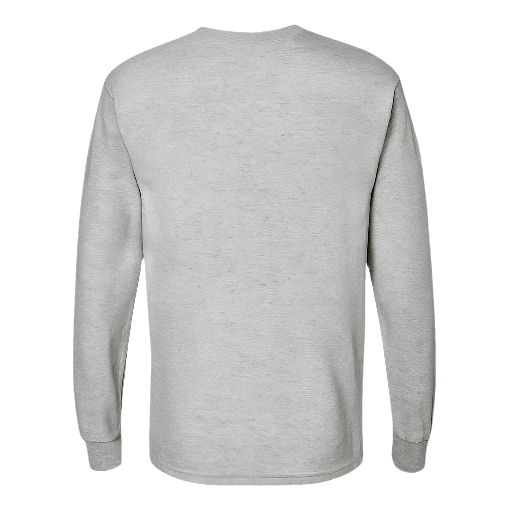 Back view of Long Sleeve Cotton T-Shirt in Marl Grey, featuring a semi-relaxed fit and cuffed sleeves.