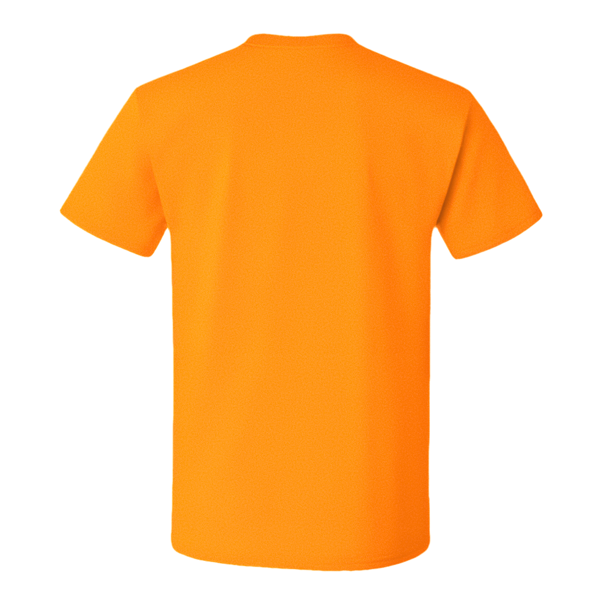 Back view of unisex crewneck cotton t-shirt in neon orange, perfect for streetwear, featuring clean lines and premium fabric.