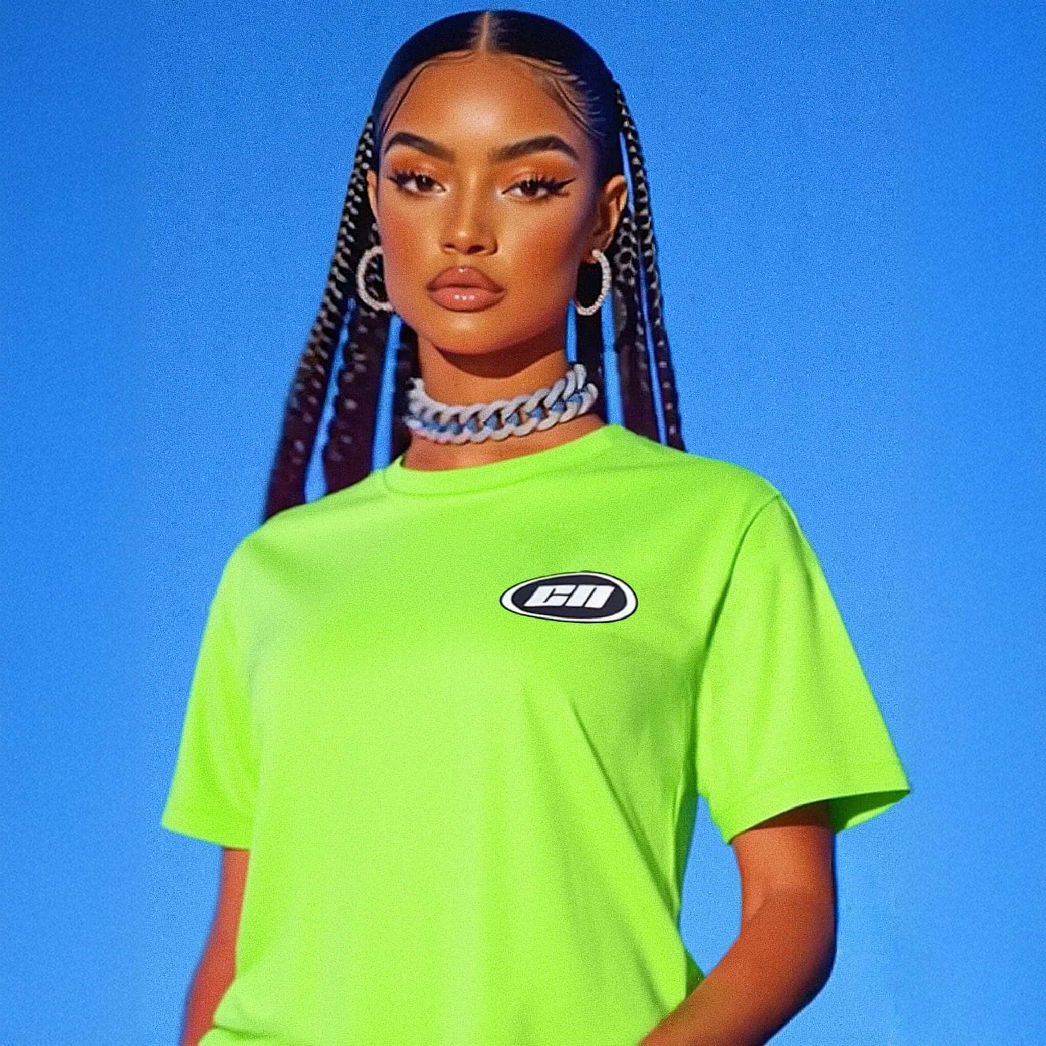 Crewneck Cotton T-Shirt – Classic Fit, Neon Green