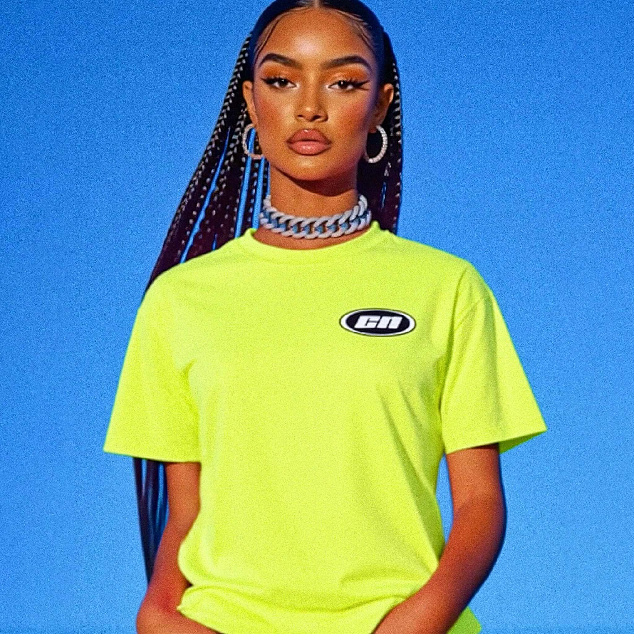 Crewneck Cotton T-Shirt – Classic Fit, Neon Lime