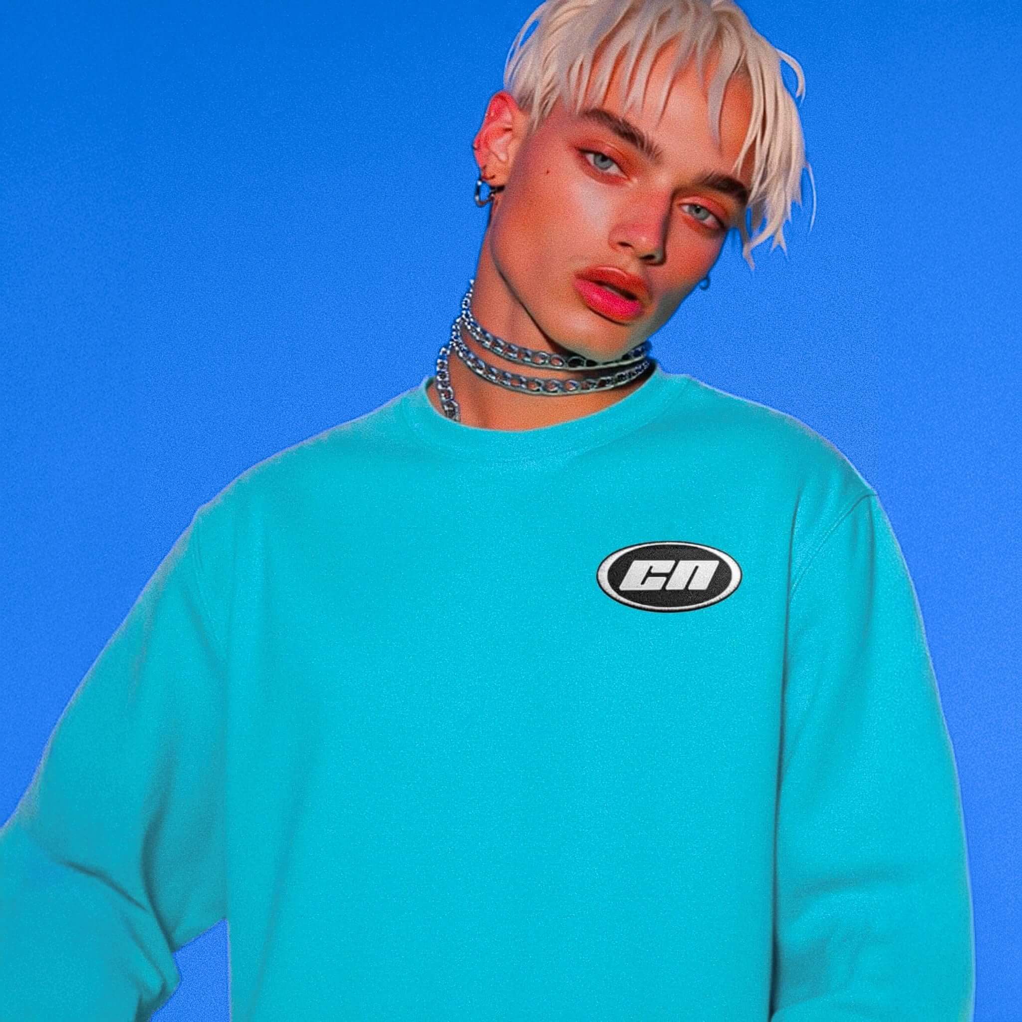 Crewneck Sweater – Lightweight Fleece, Aqua