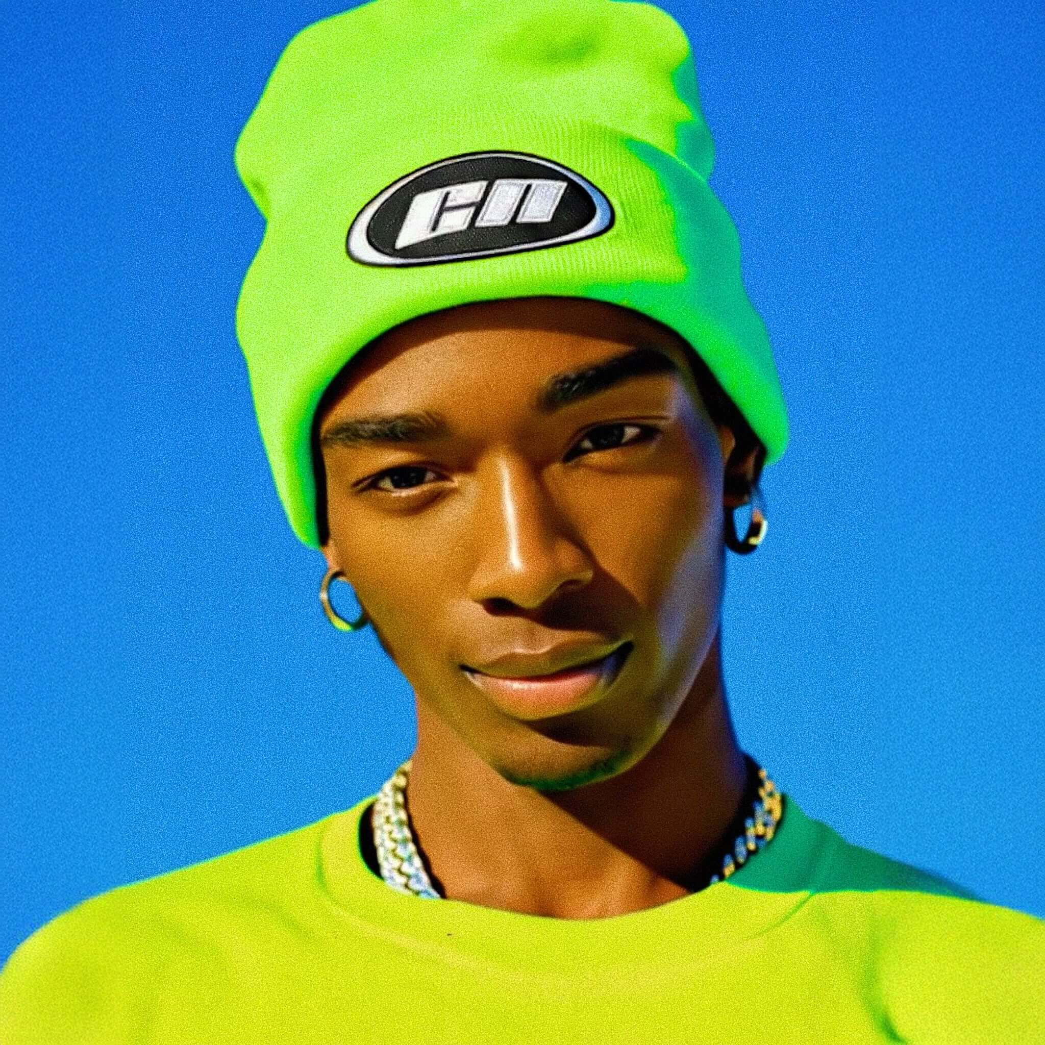 Cuffed Beanie – Soft Knit Winter Hat, Neon Green