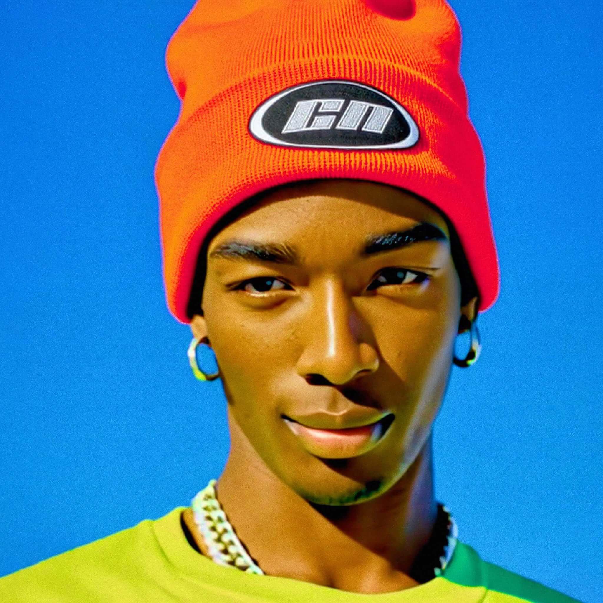 Cuffed Beanie – Soft Knit Winter Hat, Neon Orange