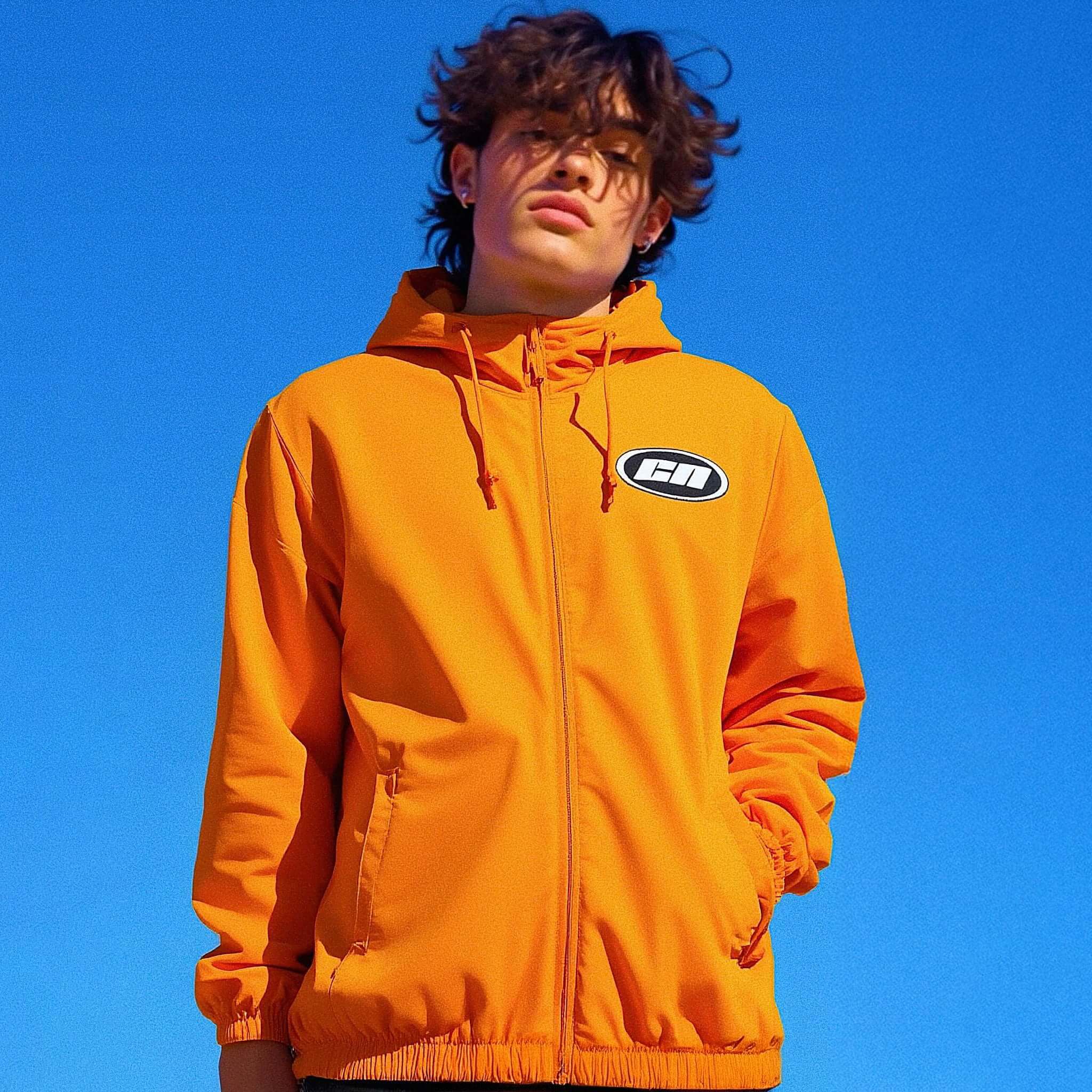 Lightweight Windbreaker – Breathable Hooded Jacket, Neon Orange