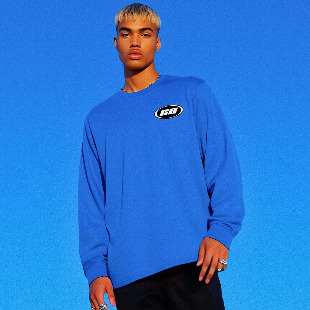 Long Sleeve Cotton T-Shirt – Semi-Relaxed Fit, Royal Blue