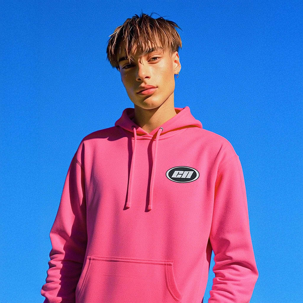 Pullover Hoodie – Soft Lightweight Fleece, Neon Pink