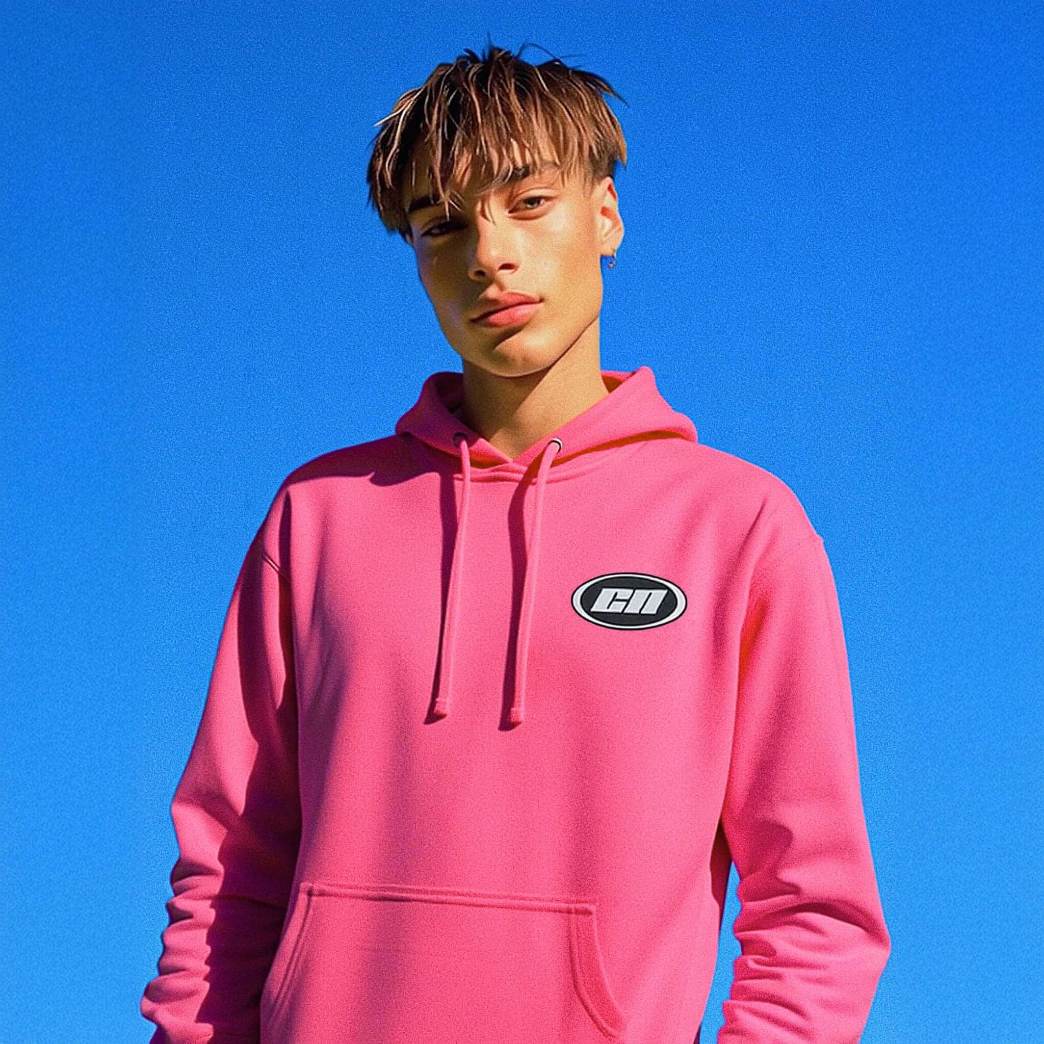 Pullover Hoodie – Soft Lightweight Fleece, Neon Pink