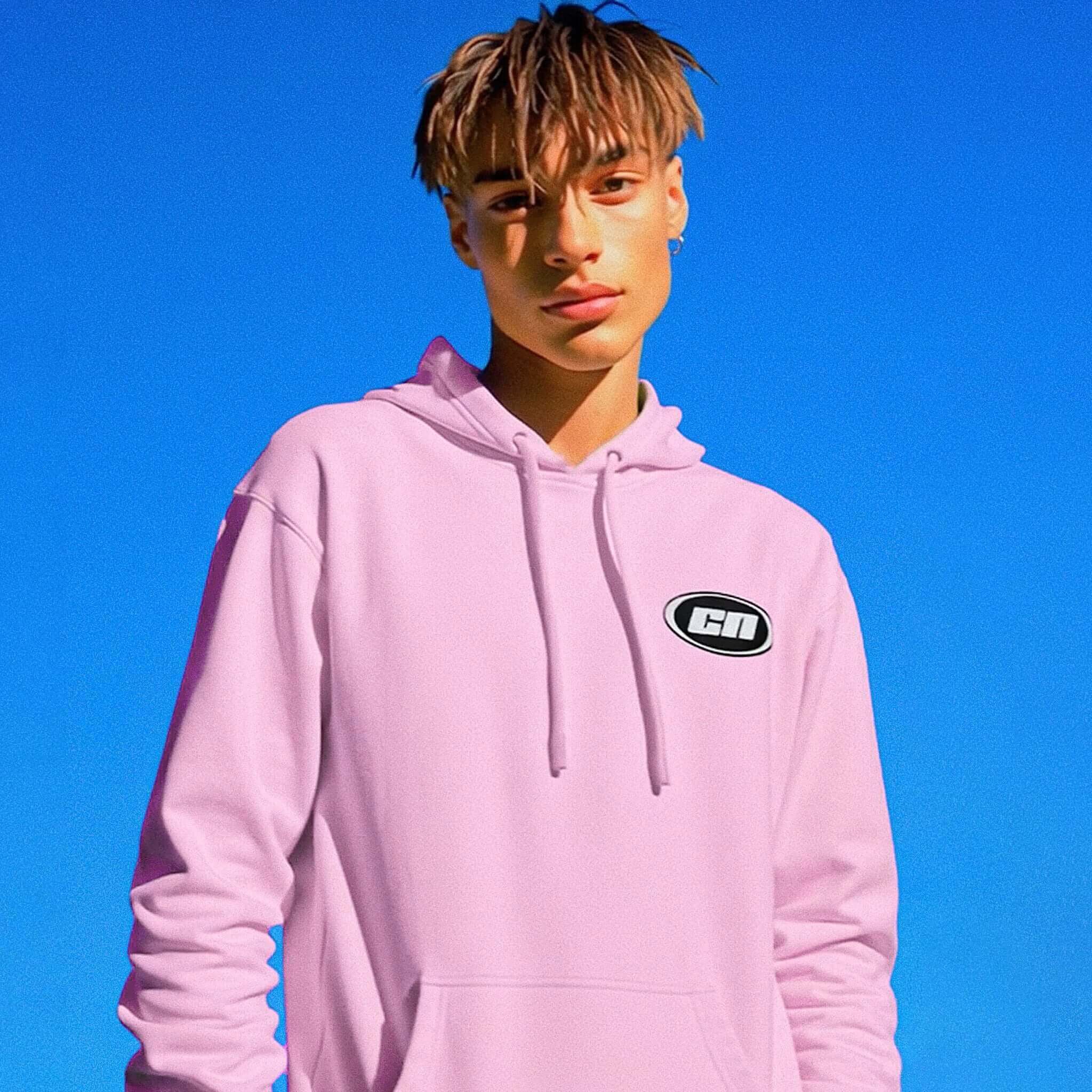 Pullover Hoodie – Soft Lightweight Fleece, Pastel Pink