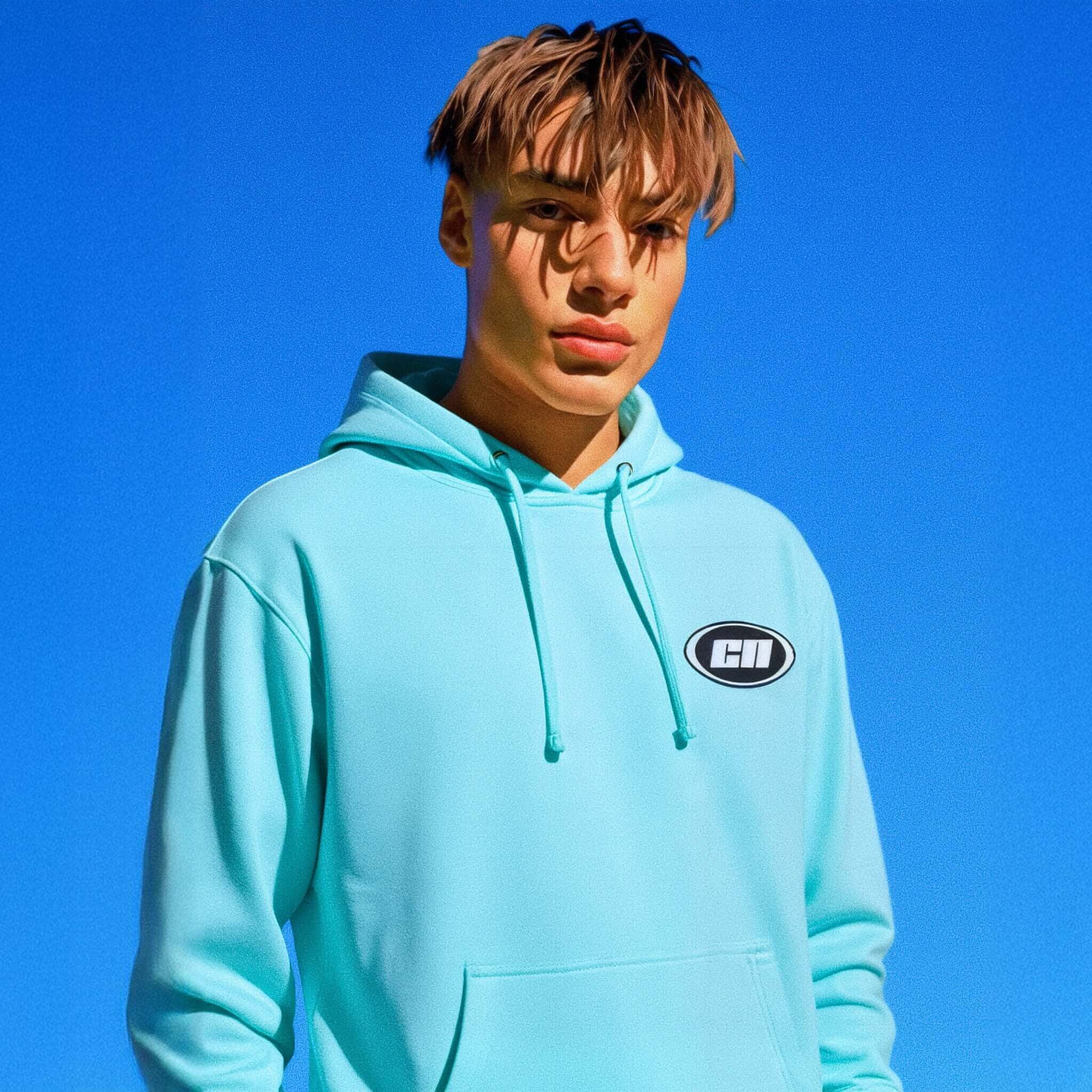 Pullover Hoodie – Soft Lightweight Fleece, Turquoise
