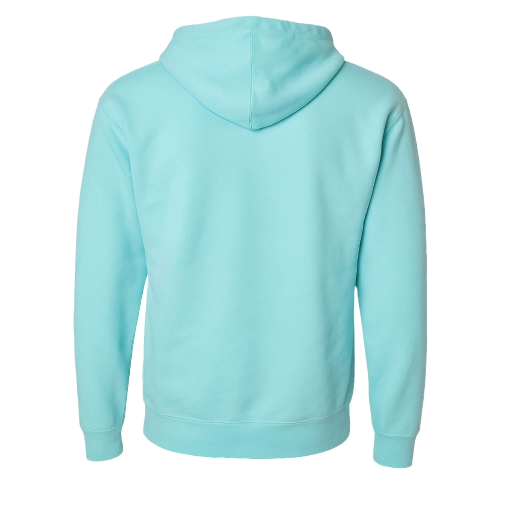 Back view of Pullover Hoodie – Soft Lightweight Fleece, Turquoise in soft, breathable fabric.